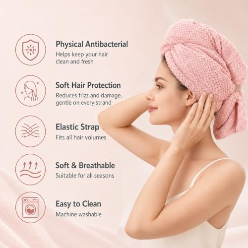 2 Pack Microfiber Hair Towel Wrap，Large quick-drying hair towel，29.5*11 in - Image 4