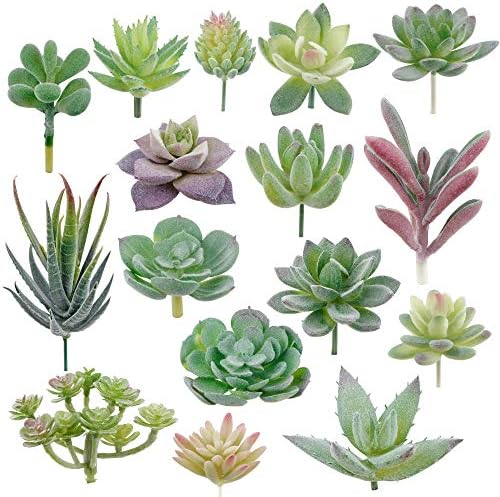 Augshy Artificial Succulents, 16 Pack Fake Succulents Plants Artificial Small Fake Plants Faux Succulents Unpotted for Lotus Landscape Decorative Garden Arrangement Decor by Augshy