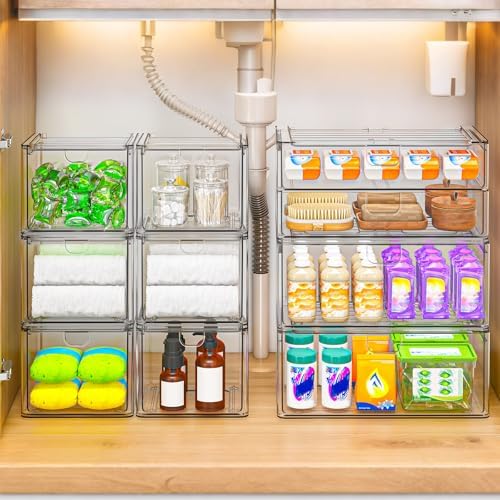 caktraie 6-Pack Acrylic Stackable Storage Drawers for Vanity, Desk, Bath - Image 4