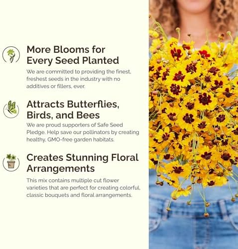 Eden Brothers Mellow Yellow Flower Mixed Seeds for Planting, 1 lb, 480,000+ Seeds with Painted Daisy, Zinnia, Cosmos | Attracts Pollinators, Plant in Spring or Fall, Zones 3, 4, 5, 6, 7, 8, 9, 10 - Image 4