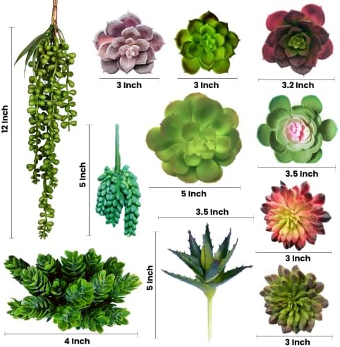 DECOROUS Artificial Succulents Plants Unpotted -14 Pack– Large Fake Succulent Plant Indoor Outdoors – Realistic Faux Cactus Suculentas Bulk for Home DIY Décor – Small Desert Plastic Cacti Succulants - Image 6