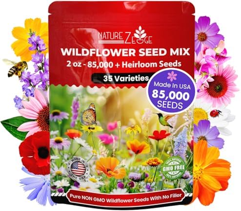NatureZ Edge Wildflower Seeds Mix – 2 Oz, 85,000 Seeds, 35 Variety Perennial & Annual Flower Seeds to Plant Outside, Bulk Wildflower Seeds, Wild Flower, Semillas de Flores by NatureZEdge