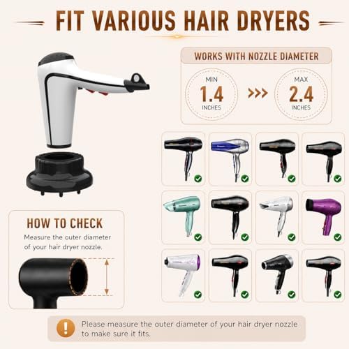 WPESI Diffuser Attachment for Hair Dryer,Hair Dryer Diffuser, Hair Diffuser Adaptable for Blow Dryers with D-1.4-Inch to 2.4-Inch for Curly or Wavy Hair,(Black) - Image 5