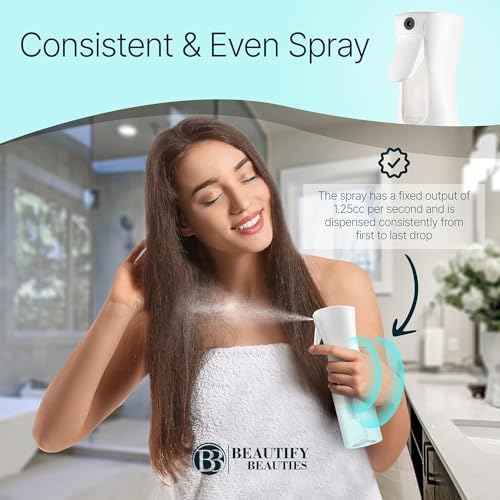 BeautifyBeauties Spray Bottle For Hair – Continuous Mister Spray Bottle for Hairstyling (White, 10.1 Ounces) - Image 2