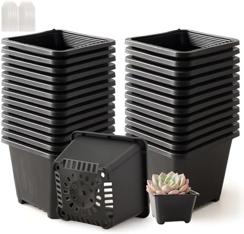 50 Packs Square Nursery Pots for Plants 4 Inch Seedling Pots with Holes by Unknown