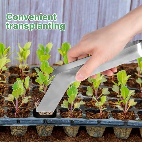2 Pcs Seedling Transplant Tongs- 8.7 Inch Stainless Steel Gardening Plants Transplant Tongs- Seedling Remove Transplant Pliers for Reducing Root Damage - Image 4