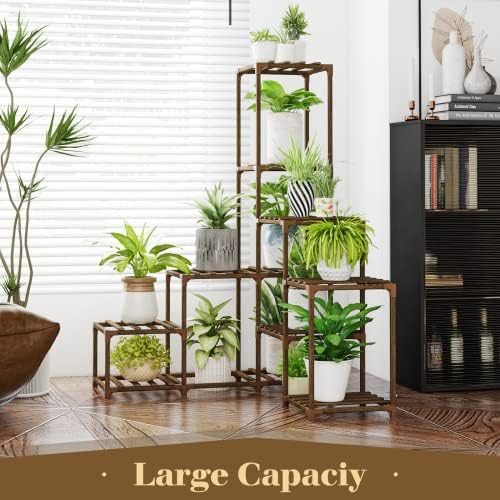 Bamworld Plant Stand Indoor Corner Plant Shelf Wood Plant Holder 13 Pots for Multiple Plants Home Decor for Gardening Gifts - Image 5