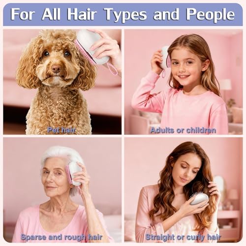 Scalp Massager Hair Growth - Electric Head Massager Brush - Unique Birthday Gifts for Women - Sonic Vibration Comb for Stimulating Follicles - Relax Scalp Stress for Mom - Pink - Image 6