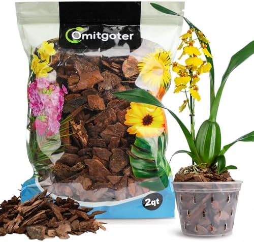 Orchid Bark 2qt, Natural Pine Bark Mulch for Plants, Great for Orchids, Succulents, Cactus, Bonsai, Ideal for Houseplant Mulch by Omitgoter