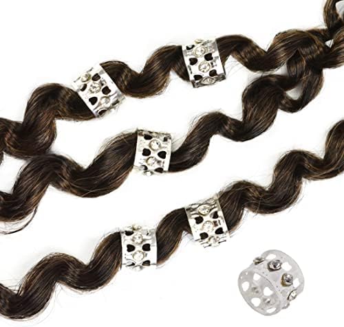 Hair Braiding Tools Set, 2 Pcs Latch Hook Crochet Needles with 40 Pcs Metal Hair Braiding Decoration Rings for Hair Extensions, Braids and Dreadlocks Styling (Silver) - Image 5