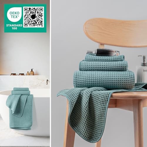 MICROFI New Microfiber Waffle Bath Towels, 3 Pieces, Oversized, Soft, Absorbent, Fast Drying, Lint Free, Includes Bath, Face and Hand Towels 430 GSM - Image 4