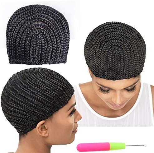 Refined Braided Wig Caps Crotchet Cornrows Cap For Easier Sew In Caps for Making Wig Glueless Hair Net Liner Crochet Wig Caps (Cornrows Caps, 3pcs) by Refinedhair