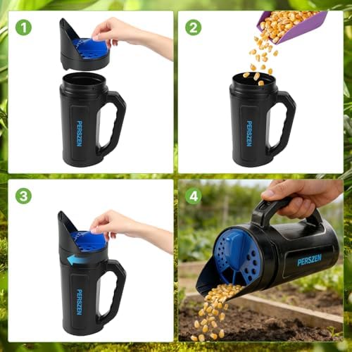 PERSZEN Handheld Spreader for Fertilizer, Grass Seed and Ice Melt, Multi-Use Seed Spreaders for Lawns with Adjustable Openings, 84 Oz Capacity Lawn Spreader for Yards and Garden Care - Image 7