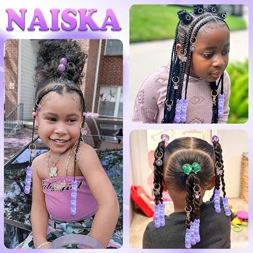 NAISKA 50PCS Purple Beads for Hair Multi-styles Hair Jewelry for Braids - Image 7