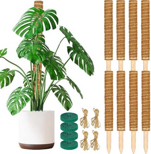 ALENEY Moss Pole, 8 Pack 17 inch Monstera Plant Support Stackable Moss Poles for Plants, Coir Totem Pole Tall Moss Pole for Climbing Plants, Sphagnum, Indoor Potted Plants by ALENEY