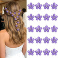 YISSION 20Pcs Mini Dark Purple Plaid Flower Hair Clips, Rhinestone Decorative Hair Pins for Women and Girls Wedding Bridal Prom Daily Hairstyle Accessories by YISSION