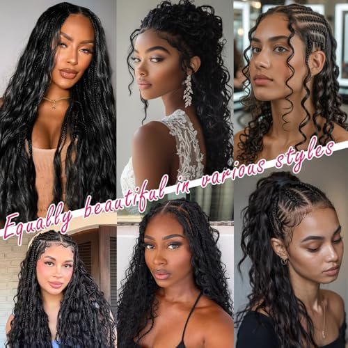 Human Crochet Hair for Black Women 20 Inch 120g Miracle Knots Hair Deep Wave Feather Crochet Human Hair Bundles Invisible Boho Crochet Hair Extensions Natural Black - Image 6