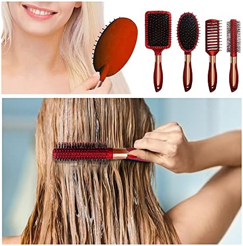4 Pcs Hair Brush Set, Includes Anti-Static Massage Oval Comb, Detangling Brush, Round Hair Brush, Vented Hair Brush, for Women, Men, and Kids - Image 6