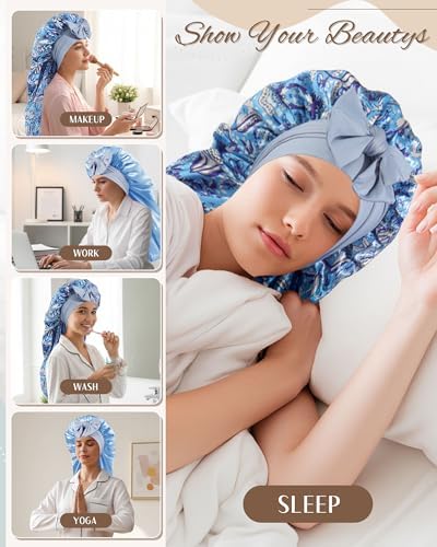 AWAYTR Reversible Long Satin Hair Bonnet for Braids Sleeping Women - Image 5