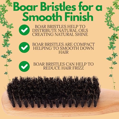 GranNaturals Boar Bristle Slick Back Hair Brush - Large Soft/Medium Smoothing Hairbrush to Style, Polish, & Lay Hair Down Flat to Create a Sleek Frizz Free Hairstyle for Women and Men - Image 4