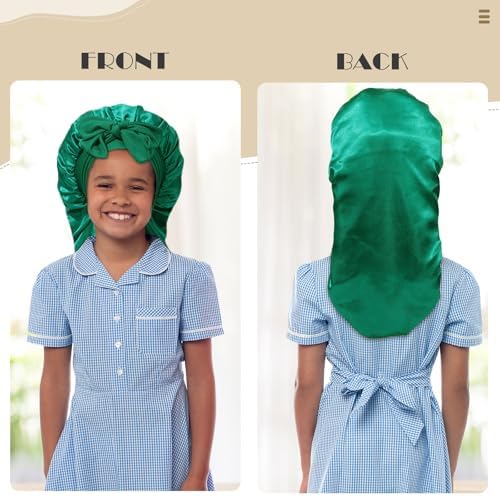 AWAYTR Kids Bonnets for Girls - Satin Long Hair Braid Bonnet for Sleeping - Image 6