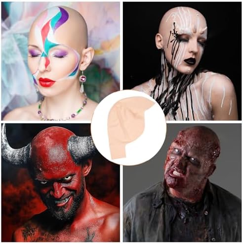 Latex Bald Cap SFX Makeup Kit,Bald Wig Cap with Skin Water-Based Acrylic Adhesive(Bonding Skin Glue) for Men Adult,Bald Caps Perfect for Halloween Costumes, Cosplay, and Theater - Image 4
