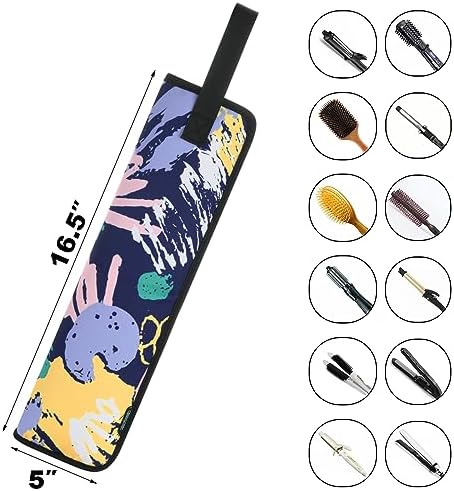 Beautyflier Universal Curling Iron Travel Case, Canvas Heat-Resistant Curling & Flat Iron Holder Travel Case, Hot Curling Iron Holder for Hair Tools Travel Bag or Daily Use (Color Graffiti) - Image 3