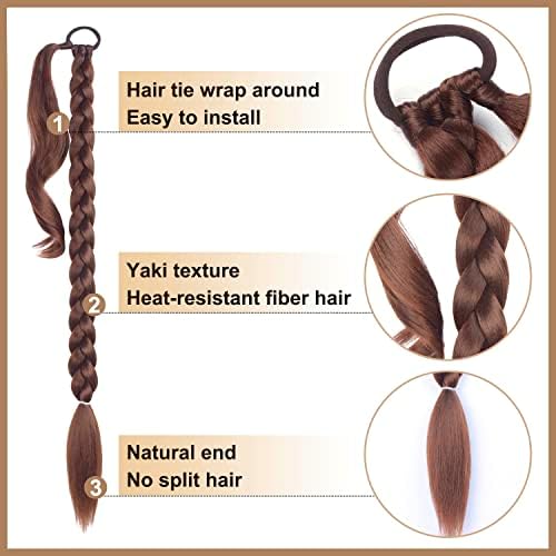 2 Pack Long Braided Ponytail Extension, Rave Hair Extensions for Women - Image 3