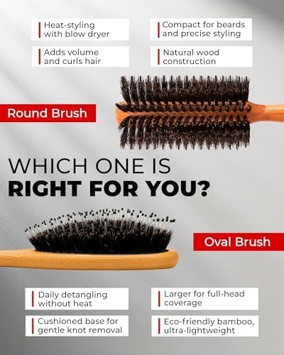 Bossman Oval Boar & Nylon Bristle Hair & Beard Brush - For Taming - Image 5