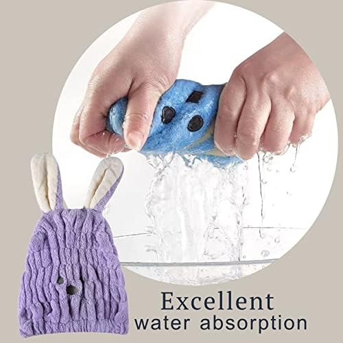 Hair Towel Wrap for Kids, Bunny Toddler Dry Head Cap Absorbent Quick - Image 3