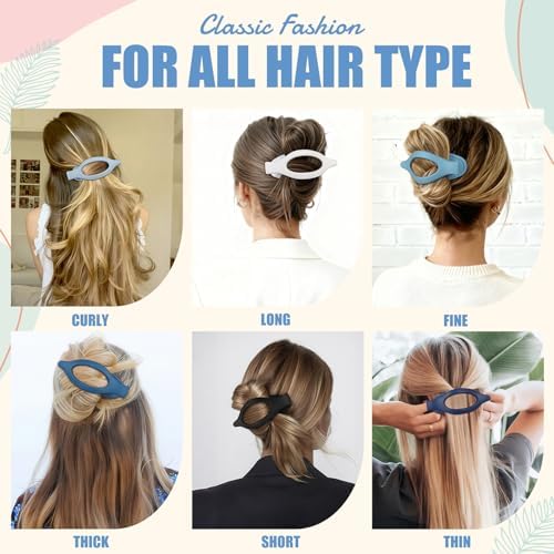 Flat Hair Clips for Women - 6 PCS French Flat Claw Clips Medium Hair Clips for Girls Large Hair Claw Clips for Thick or Thin Hair Strong Hold No Slip Hair Accessories for women (Blue) - Image 4
