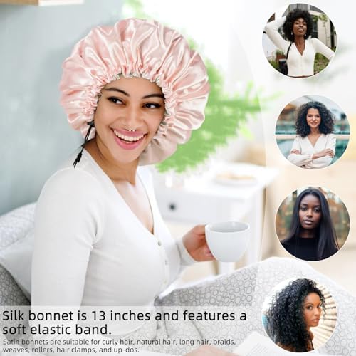 Edoneery Satin Bonnet for Sleeping Women, Double Layer Adjustable Sleep Cap - Image 4