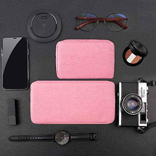 2-PACK Accessories Bag for Women Ladies Travel Organizer, Big+Small Portable Storage Bag Pouch Electronics Accessories Carrying Case Cosmetic Bag for Hard Drive, Mouse, Cable, Adapter, Cellphone, Pink - Image 6