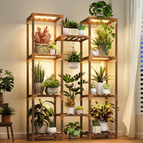 Plant Stand Indoor Outdoor, 10 Tiered Plant Shelf Wood Plant Rack by Uneedem
