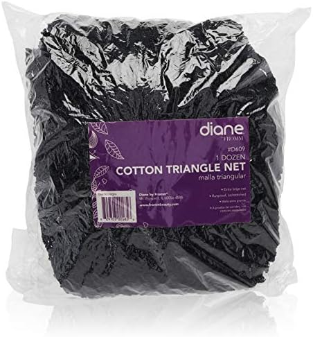 Diane Extra Large Cotton Triangle Hair Net for Salons, Home Styling, Curl Setting, Securing Hair in Place, and Protecting Hair While Drying or Sleeping (12 Pack) by Diane