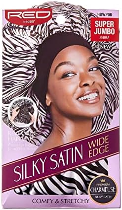 Red by Kiss Reversible Silky Satin Hair Cap Hair Bonnet with Wide Edge Double Wear Cap, Super Jumbo (Zebra) - Image 3