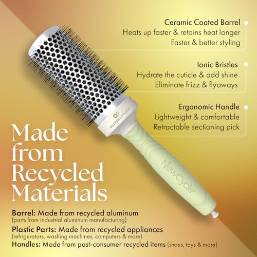 Olivia Garden NewCycle Round Thermal Hair Brush (not Electrical) with Ceramic Barrel, Ionic Technology and Made from 100% Recycled Material (Except bristles) - Image 3