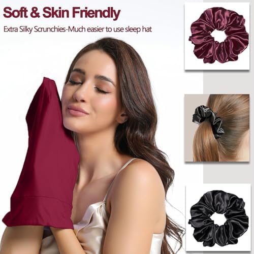 Satin Bonnets for Sleeping Adjustable Silk Lined Bonnet Sleep Cap Hair Wrap - Image 5