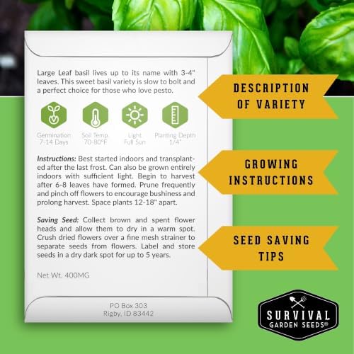 Basil Seeds 5 Variety Collection - Survival Garden Seeds - Image 2