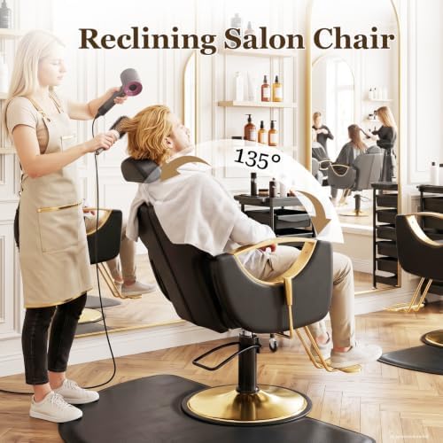 Salon Chair for Hair Stylist Reclining Barber Chair for Home Barbershop - Image 4