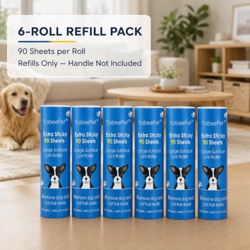 Extra Sticky Large Lint Roller Refills, 6.3", 6 Refills - Image 2