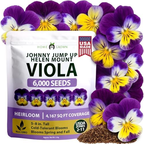 HOME GROWN Johnny Jump Up Helen Mount Seeds, 6,000 Seeds, Viola Tricolor by HOMEGROWN