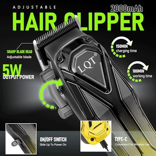 Professional Hair Clippers for Men, Cordless Beard Trimmer Set, Barber-Grade Tool with USB Charging, Lightweight & Low Noise for Home Use - Image 2