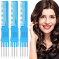 Leinuosen 3 Pack Teasing Combs with Metal Pick, Blue by Leinuosen