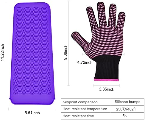 IKOCO Heat Gloves for Hair Styling, 2Pcs Heat Resistant Gloves with Silicone Mat Pouch for Curling Iron, Flat Iron, Straightener, Hot Hair Tools - Image 4