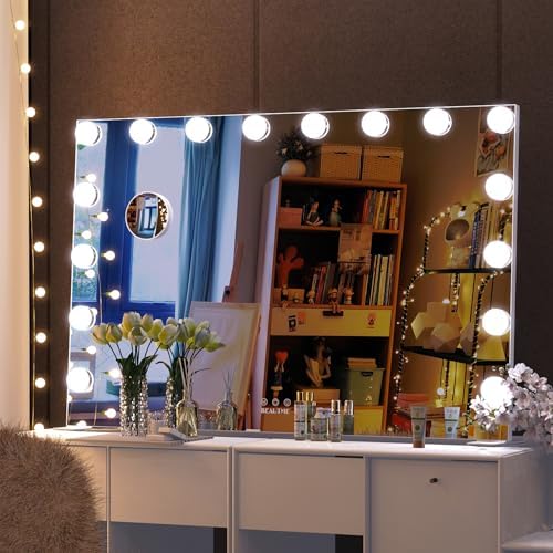 BEAUTME Large Vanity Mirror with Lights, 35.9''x24.3'' White, Touch Control by BEAUTMEDirect