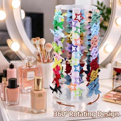 Rotating Hair Bow Organizer for Girls, Large Capacity Bow Holder - Image 4