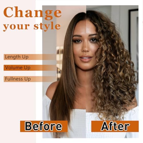Vigorous Curly Clip In Hair Extensions,4PCS 20 inch Thick Curly Hair Extensions Lace Weft Clip Ins Invisible Natural Synthetic Hairpieces for Women,Ash Brown & Beige Blonde Highlights(130H132) - Image 3