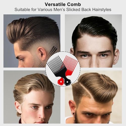 SIMPOR 2 Pcs Hair Pick Comb Wide Tooth Lift for Hair Styling Detangling, Plastic Afro Pick for Women Men, Fist Picks for Curly and Afro Hair (Black, Red) - Image 4