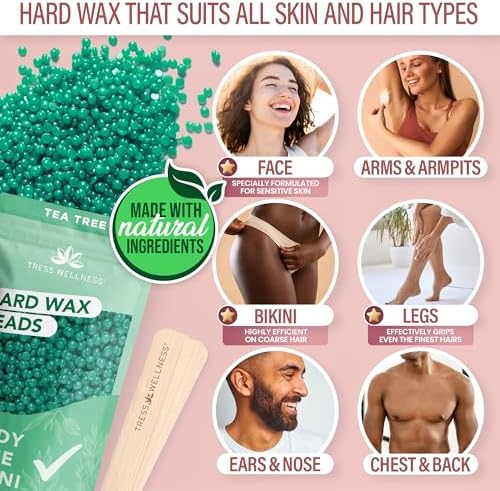 Tress Wellness Award Winning Waxing Kit for Sensitive Skin – Safe for Face & Skin, Easy to Use – At-Home Kit for Face, Bikini, Brazilian & Full Body - Midnight Rose, No Display - Image 6